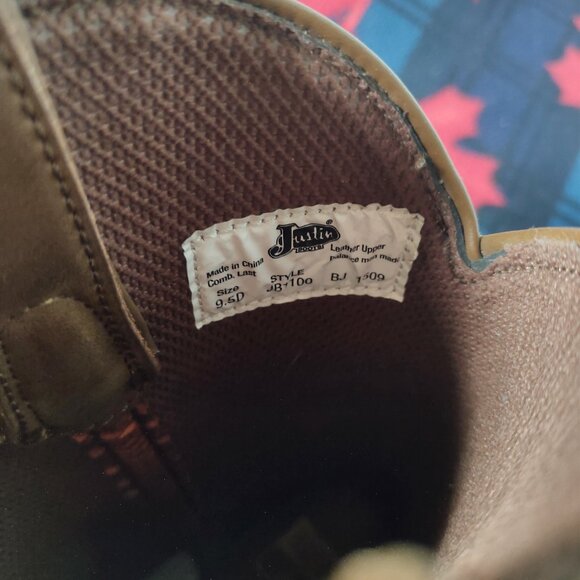 Justin Boots JB1100 Men's Brown Leather Cowboy Boots - Picture 7 of 7